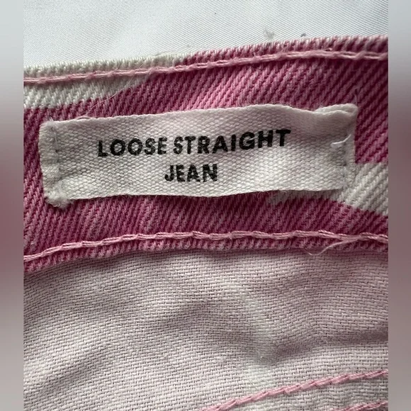Cotton On Pink and White Swirly Loose Straight Jeans 4 - Picture 9 of 16